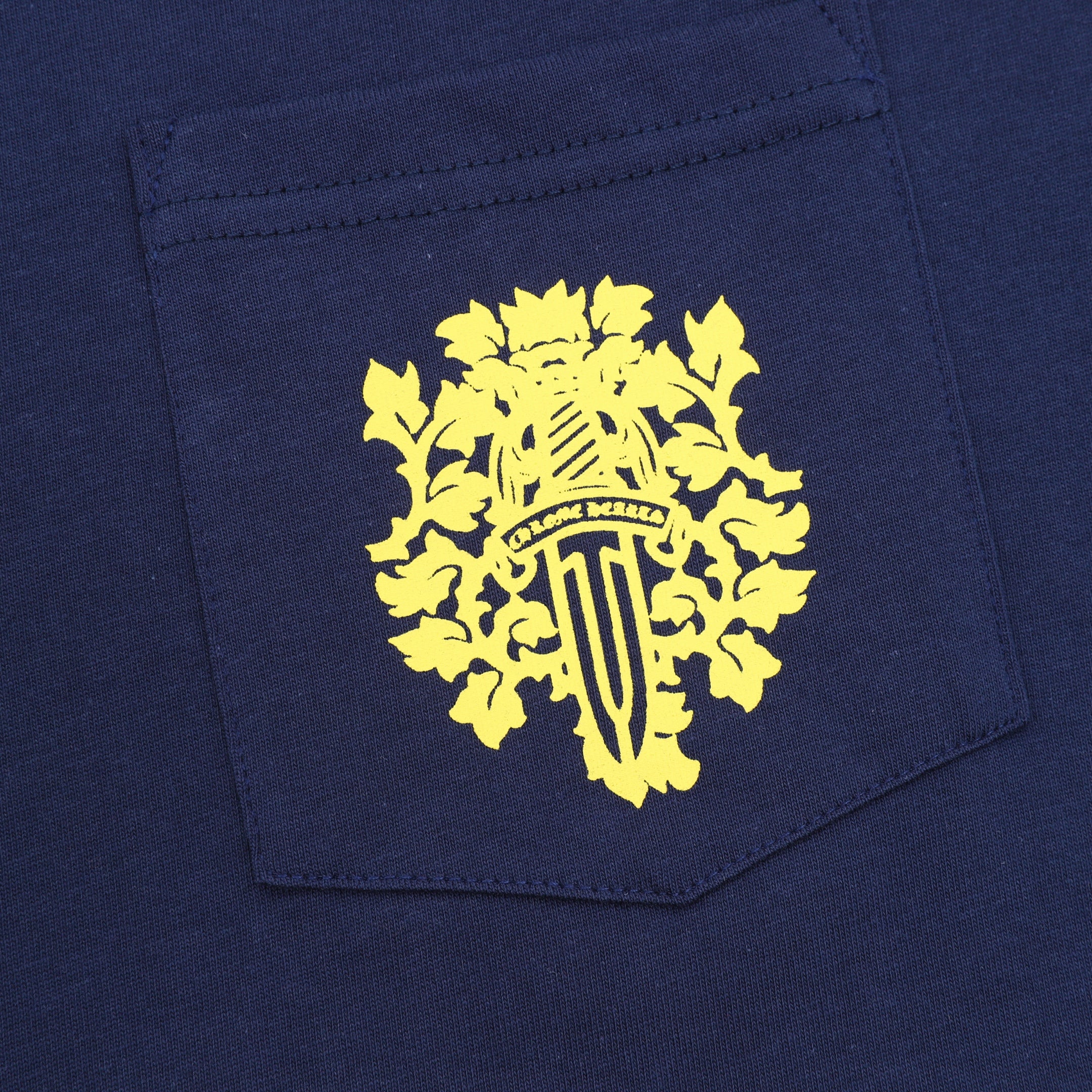 Chrome Hearts Sword Crest Floral Long-Sleeve Tee — Navy, Yellow Print