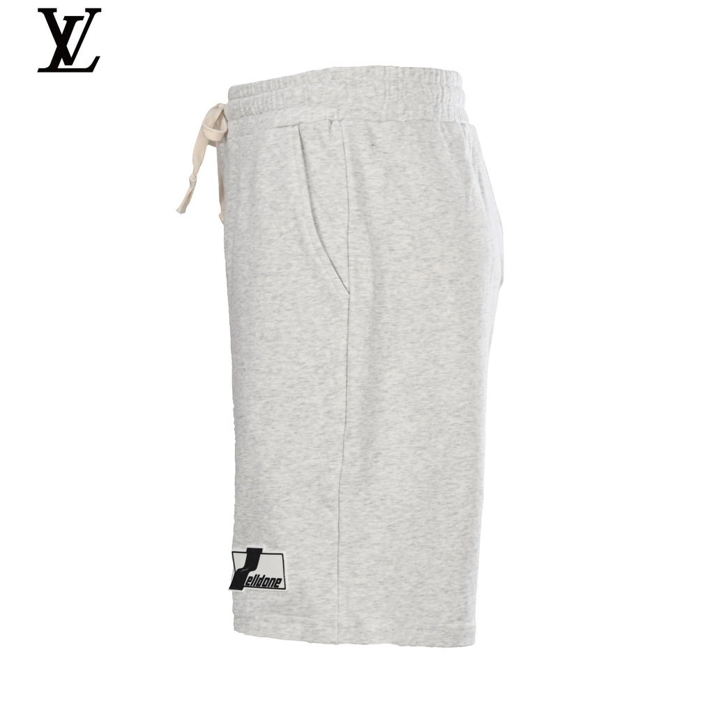 Welldone Light Grey Logo Print Sweat Shorts
