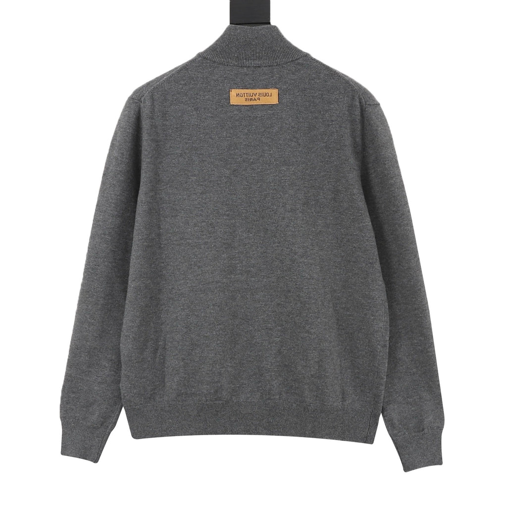 Louis Vuitton Women's & Men's Grey Embossed LV Full-Zip Knit Cardigan