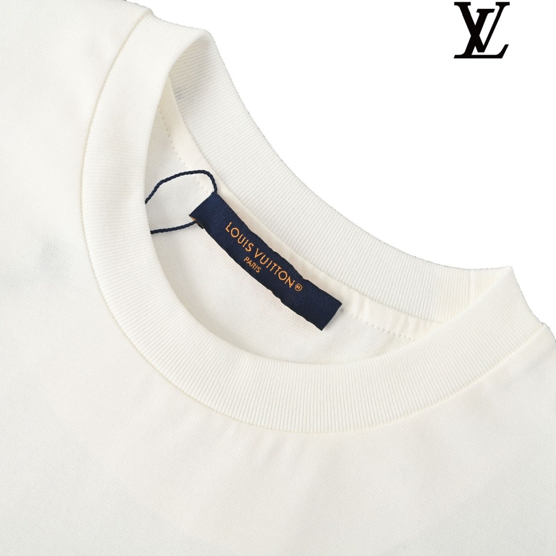Louis Vuitton Men's White Stitched Monogram T-Shirt
