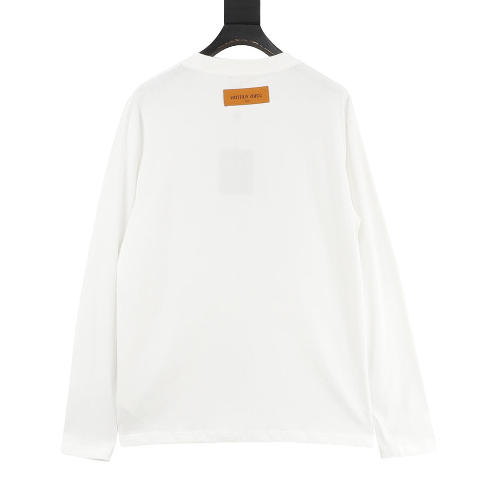 Louis Vuitton Tonal Embossed LV Logo Long-Sleeve Top — Black