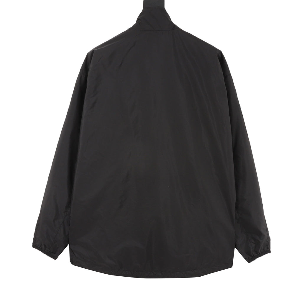 Prada Women's Men's Black Triangle Logo Stand-Collar Nylon Jacket