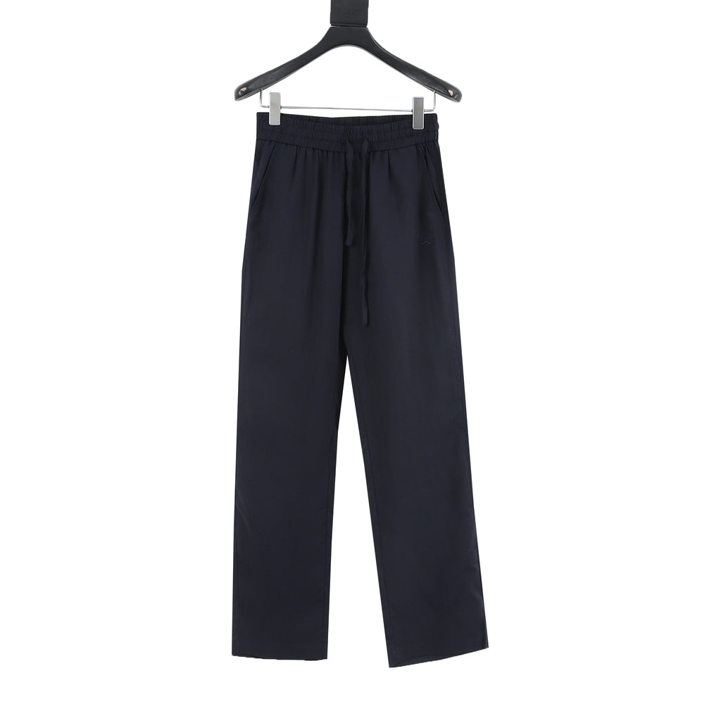 Prada Triangle Logo Linen-Blend Drawstring Wide-Leg Trousers