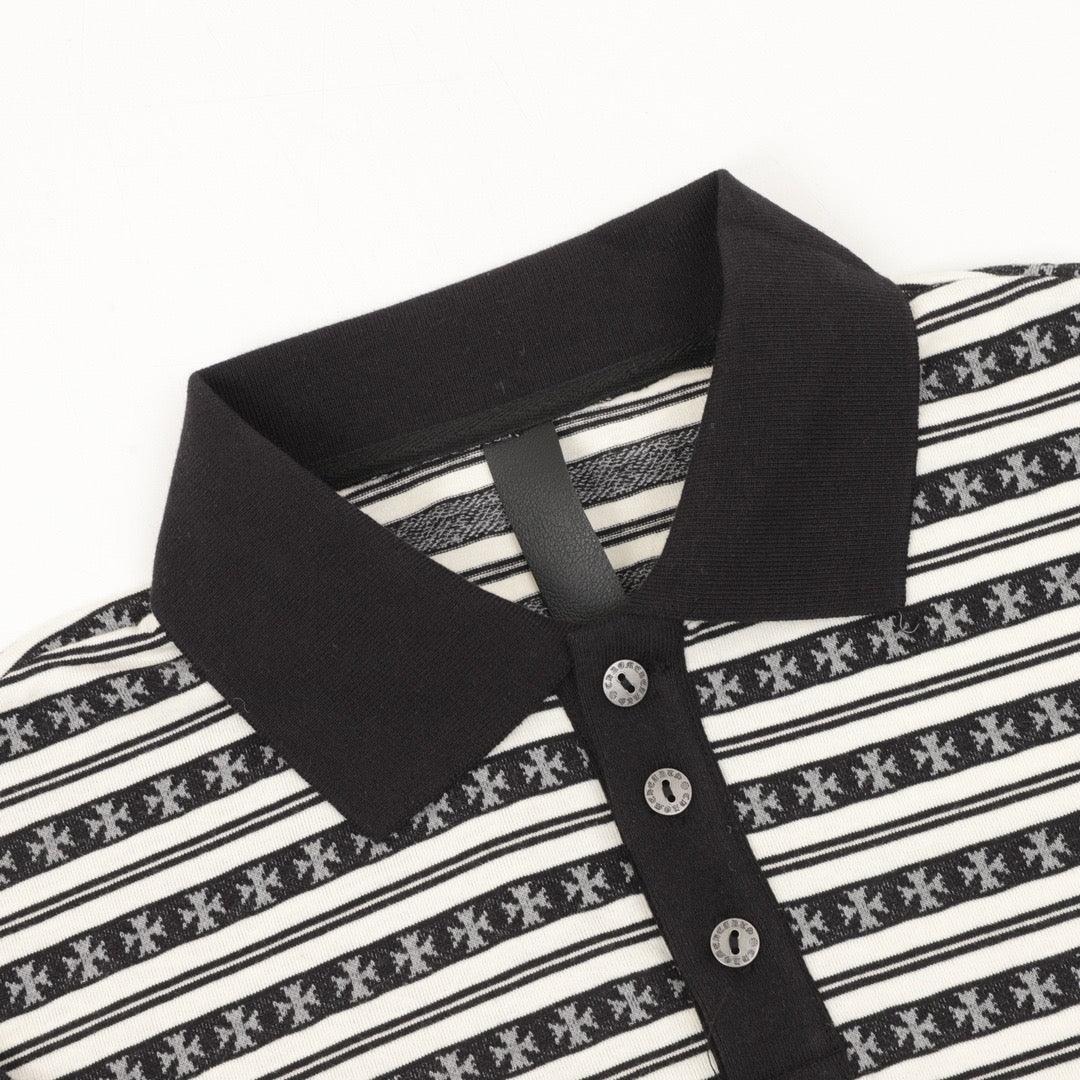 Chrome Hearts 25FW Striped Polo Long-Sleeve T-Shirt
