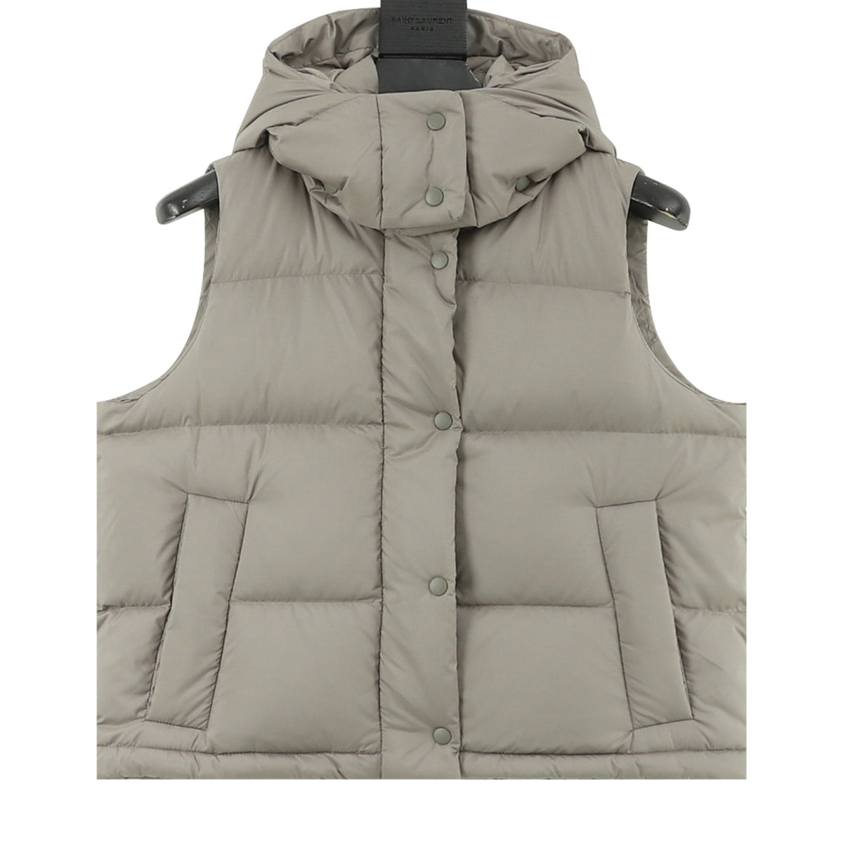 Saint Laurent Women's / Men's Hooded Puffer Vest in Taupe