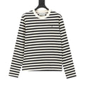 AMI Paris Women's & Men's Black & Off-White Striped Long Sleeve Top with Small A Logo
