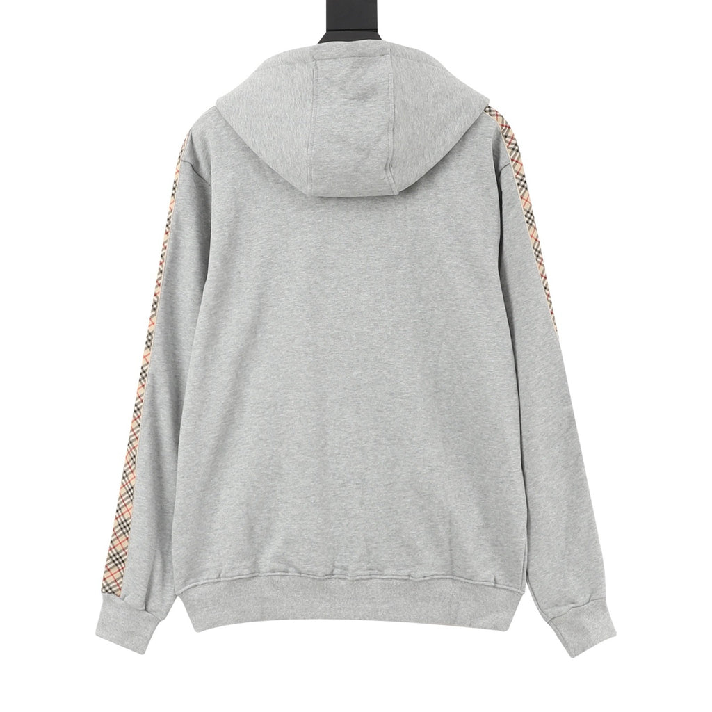 Burberry Women's & Men's Heather Grey Side Check Panel Zip-Up Hoodie