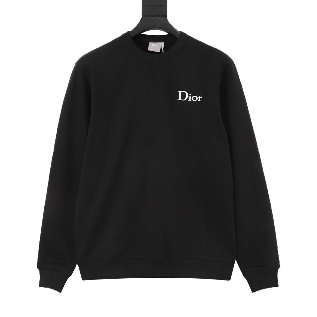 Moncler Women's & Men's Black Logo Crewneck Sweatshirt with Sleeve Lettering