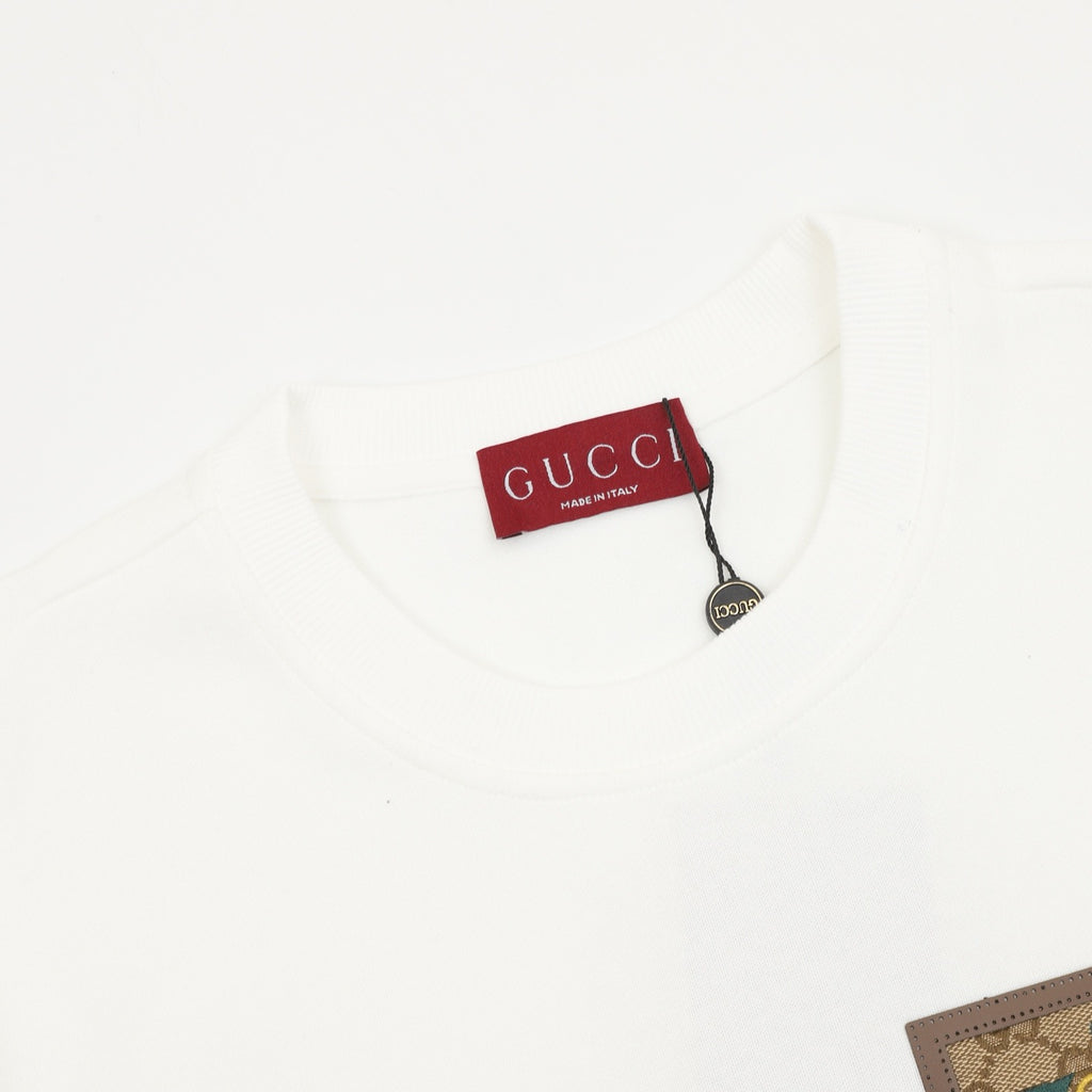 Gucci Women's Men's White GG Pocket Patch Crewneck Sweatshirt