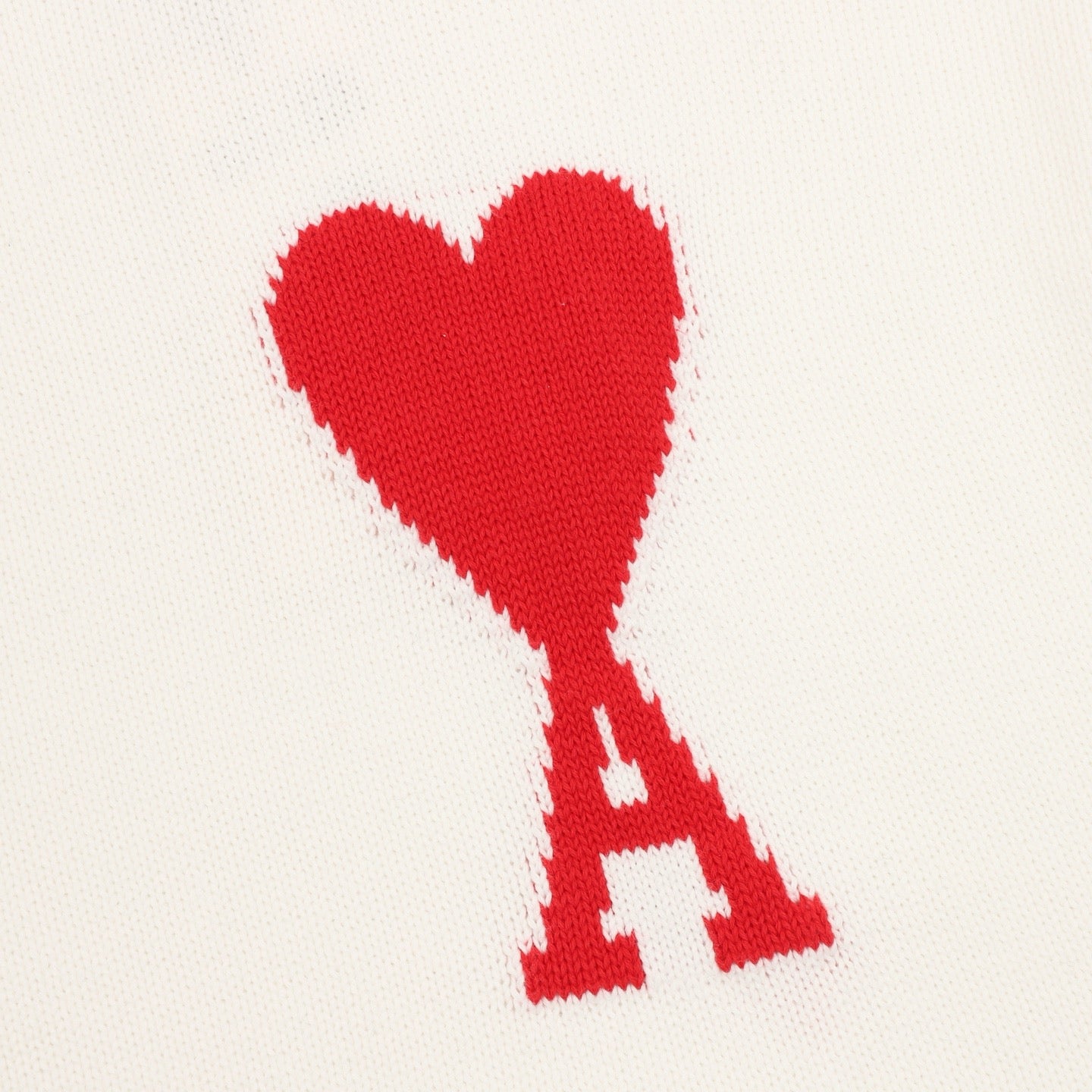 AMI Paris Ami de Cœur Macaron Embroidered Heart Jacquard Crew Neck Sweater
