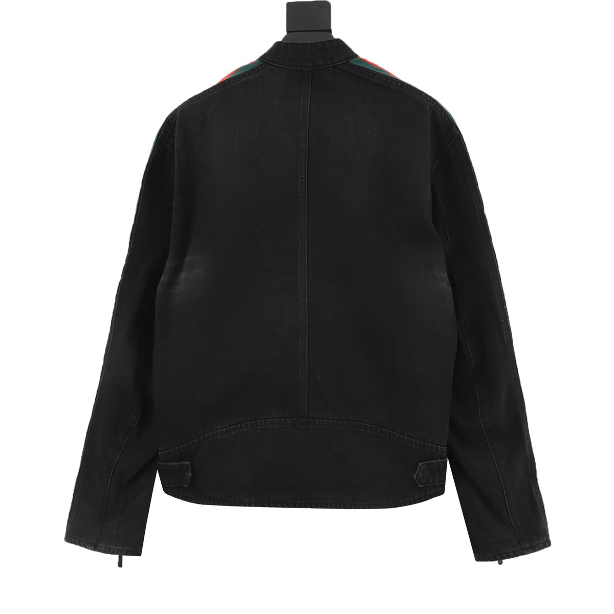 Gucci Women's & Men's Black Denim Jacket with Web Stripe Sleeves