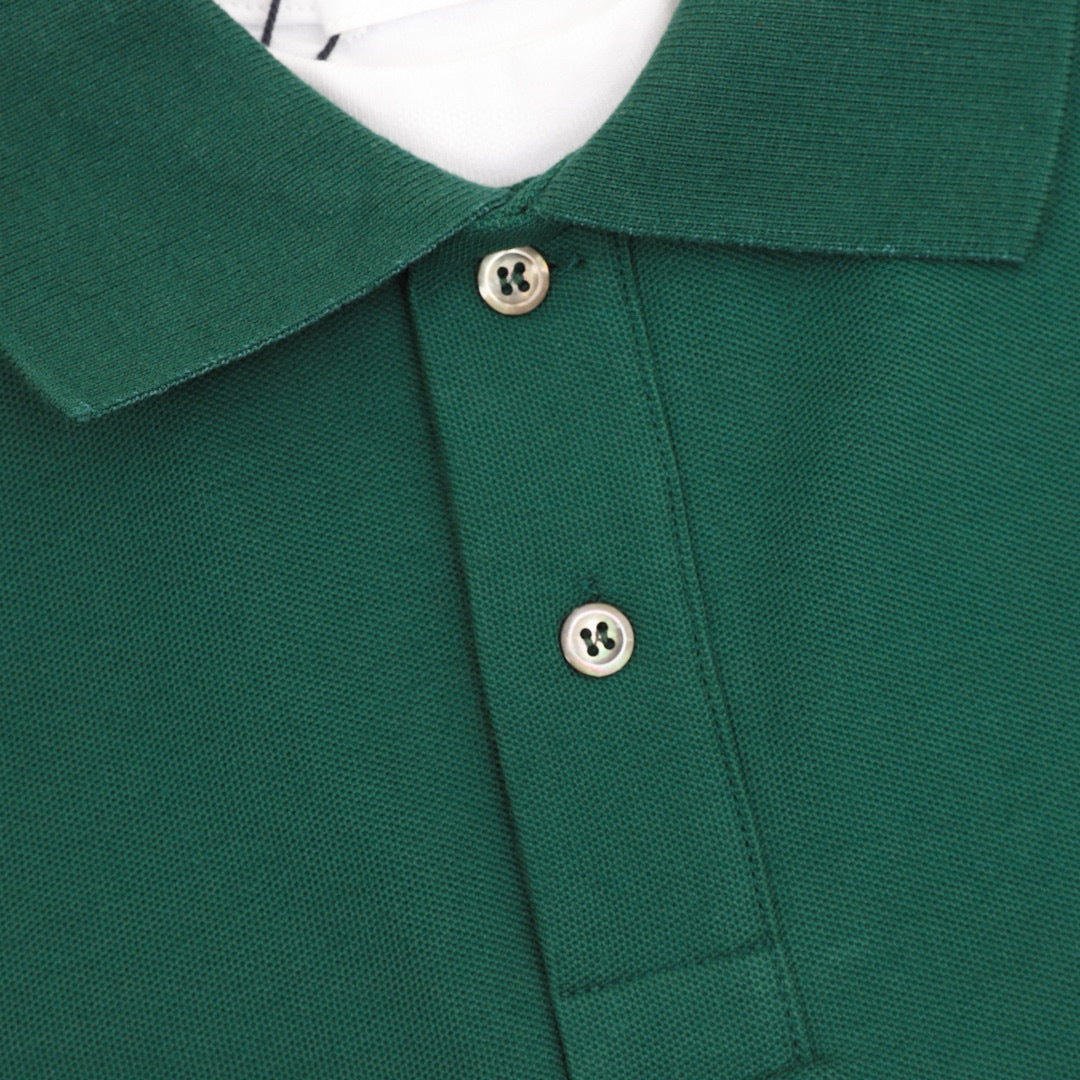 Prada Faux-Layered White Cuff Piqué Cotton Long-Sleeve Polo Shirt