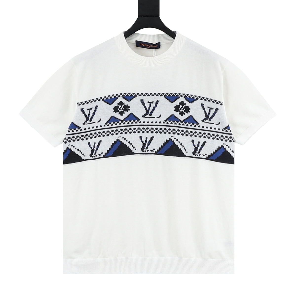 Louis Vuitton Fair Isle LV Knit Short-Sleeve T-Shirt in White