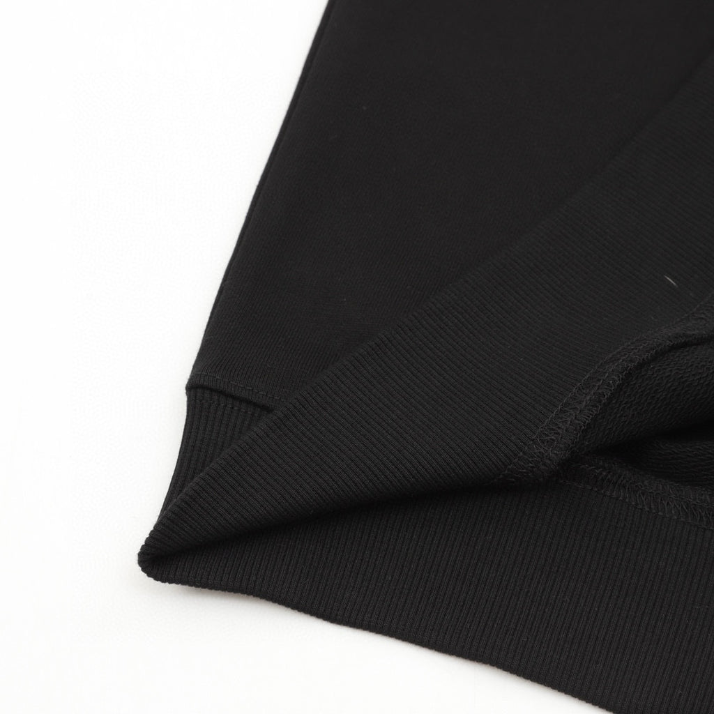 Loewe Anagram Leather Drawstring Hoodie — Black