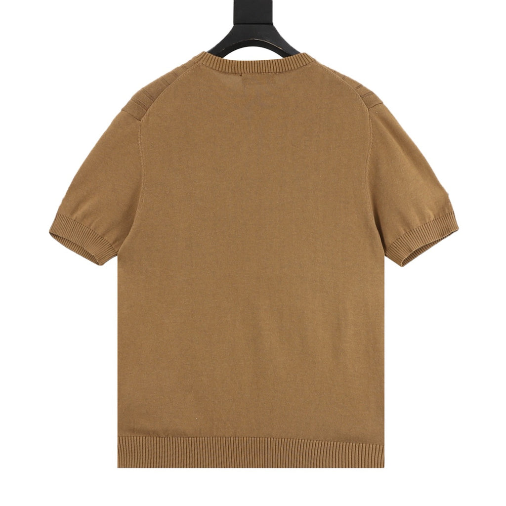 Loro Piana Women's Men's Camel Cable-Knit Short-Sleeve Sweater