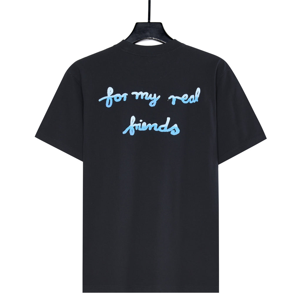 Off-White "For My Real Friends" Print Short-Sleeve T-Shirt in Black
