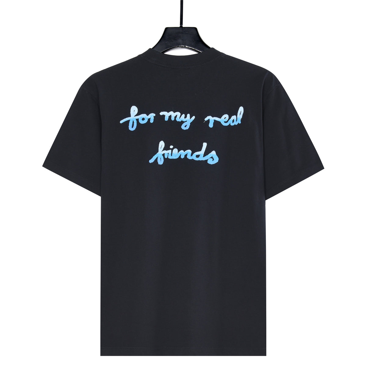 Off-White "For My Real Friends" Print Short-Sleeve T-Shirt in Black