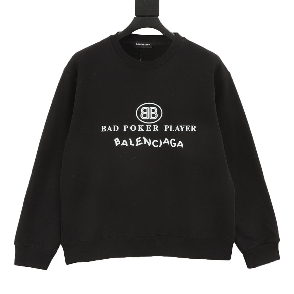 Balenciaga Women's Men's Black Bad Poker Player Crewneck Sweatshirt