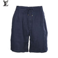 Louis Vuitton Men's Navy Linen Drawstring Shorts