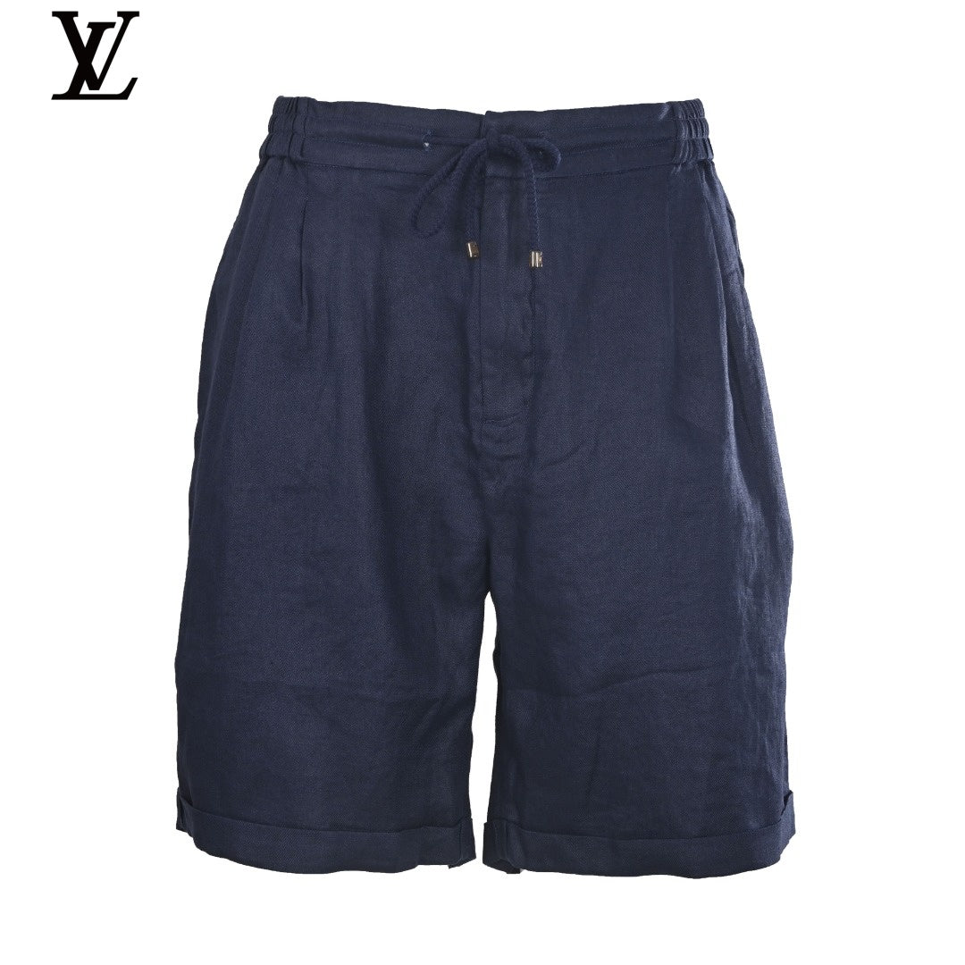 Louis Vuitton Men's Navy Linen Drawstring Shorts