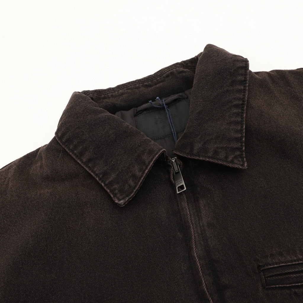Prada Triangle Logo Over-Dyed Washed Denim Bomber Jacket