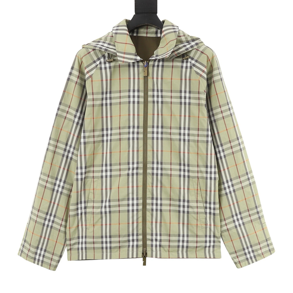 Burberry Reversible Check Hooded Jacket with Metal Logo Plaque