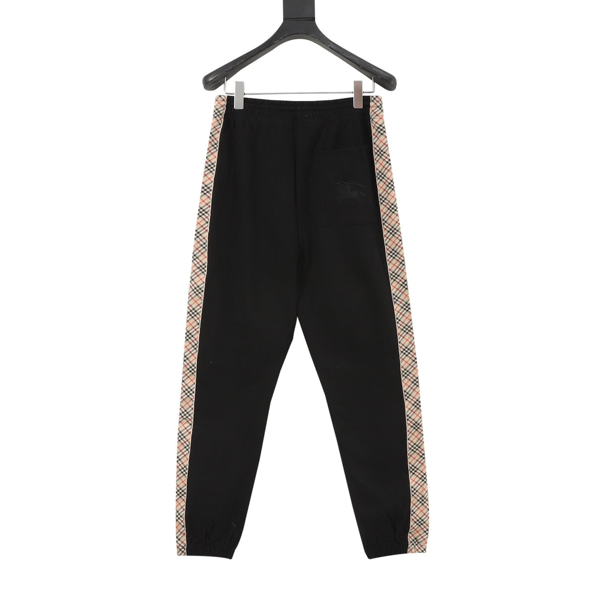 Burberry Women's & Men's Black Side Check Stripe Drawstring Sweatpants