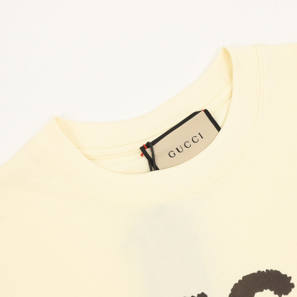 Gucci Men's Cream Baseball Dog Graphic Print T-Shirt