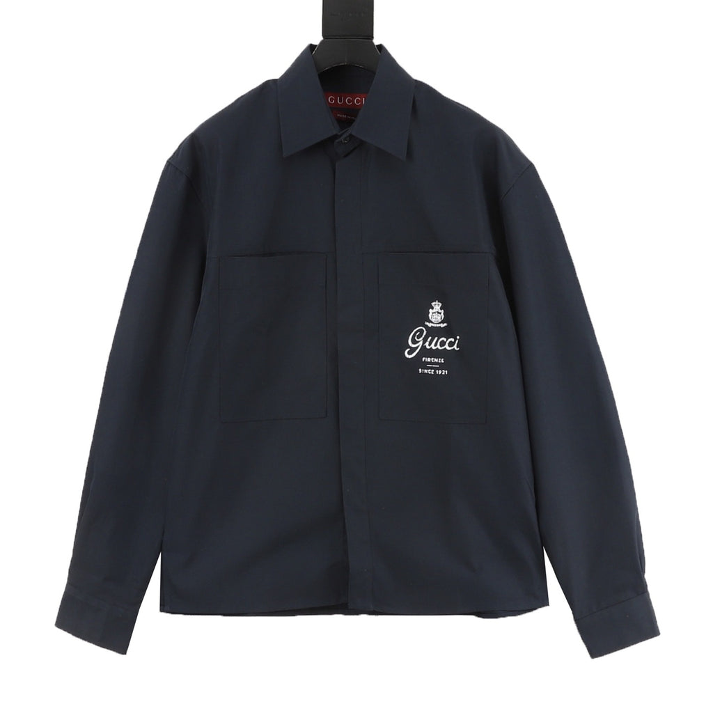 Gucci Firenze Crest Embroidered Long-Sleeve Shirt