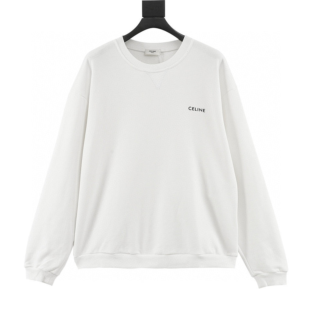 Celine Chest Logo Print Oversized Crew Neck Sweatshirt
