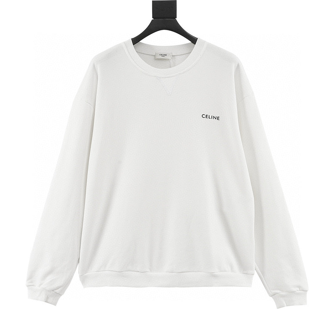 Celine Chest Logo Print Oversized Crew Neck Sweatshirt