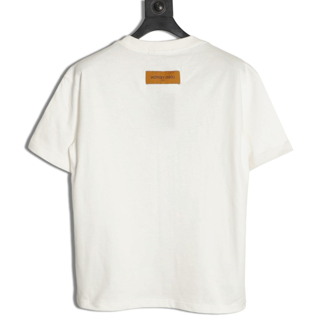 Louis Vuitton Multicolor Letter Logo Print Short-Sleeve T-Shirt in White