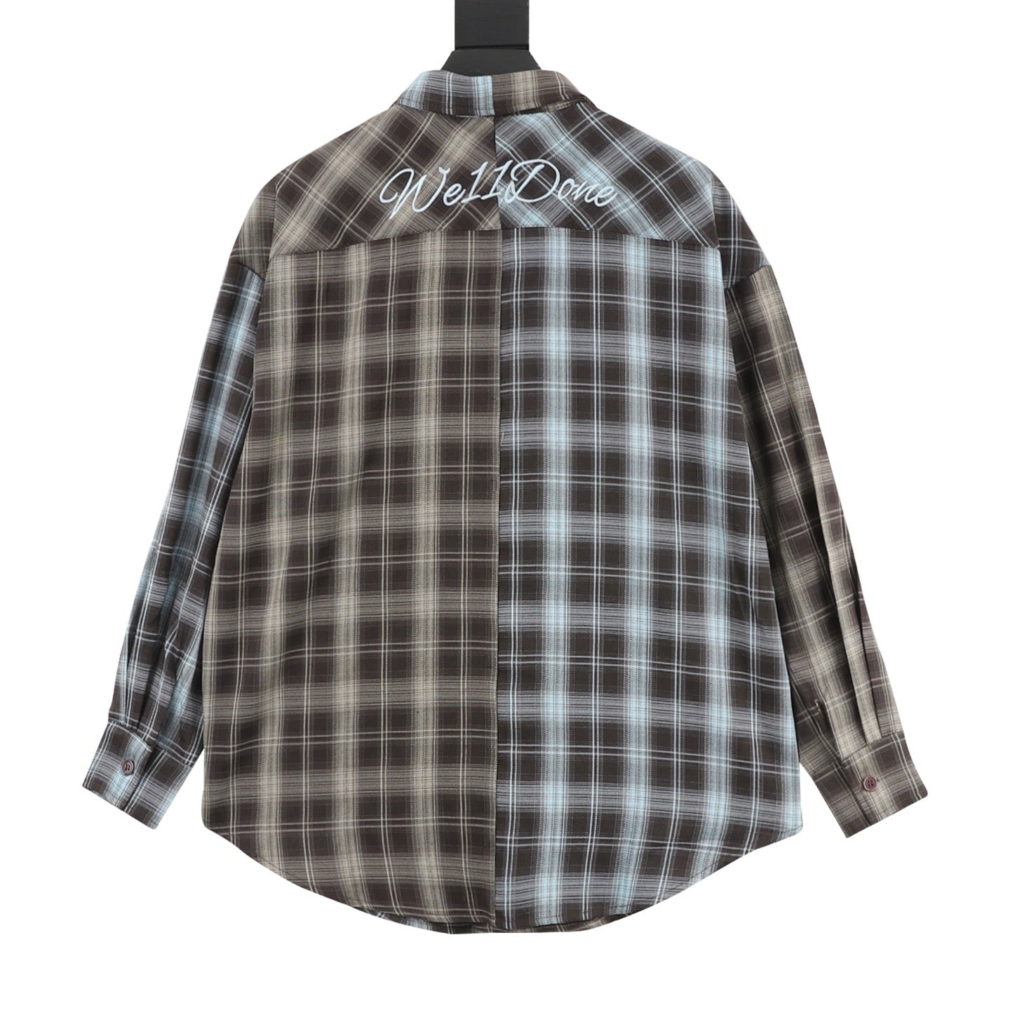 WE11DONE 24SS American Retro Patchwork Color Block Plaid Long-Sleeve Shirt