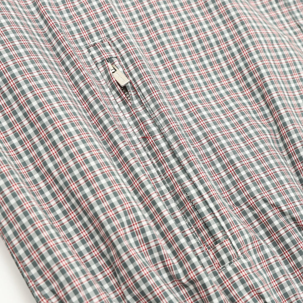 Miu Miu Check Technical Fabric Hooded Zip Jacket | Grey Plaid Lightweight Casual Outerwear