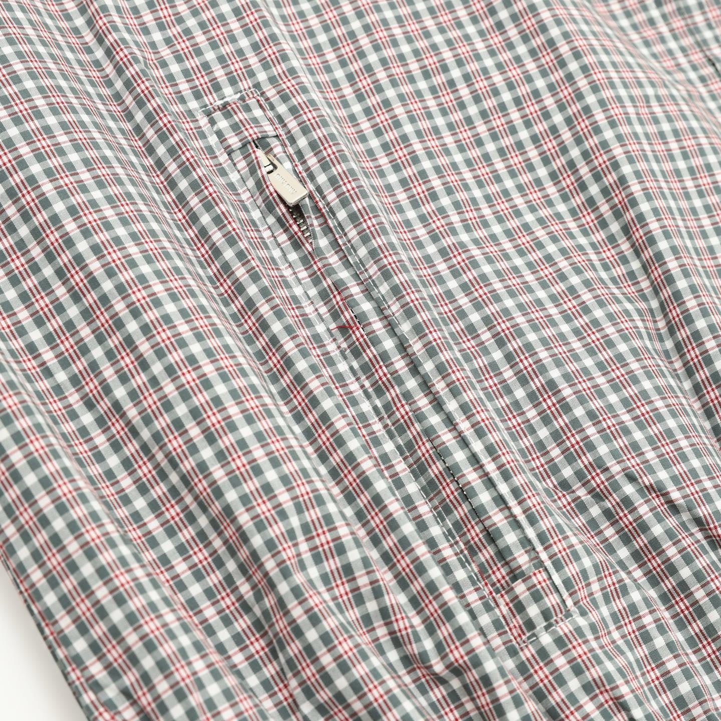 Miu Miu Check Technical Fabric Hooded Zip Jacket | Grey Plaid Lightweight Casual Outerwear