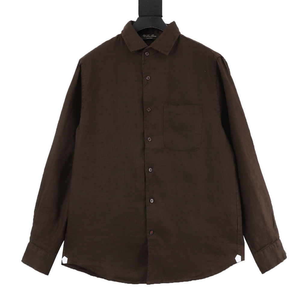 Loro Piana LP Linen Shirt | Dark Brown Breathable Luxury Long Sleeve