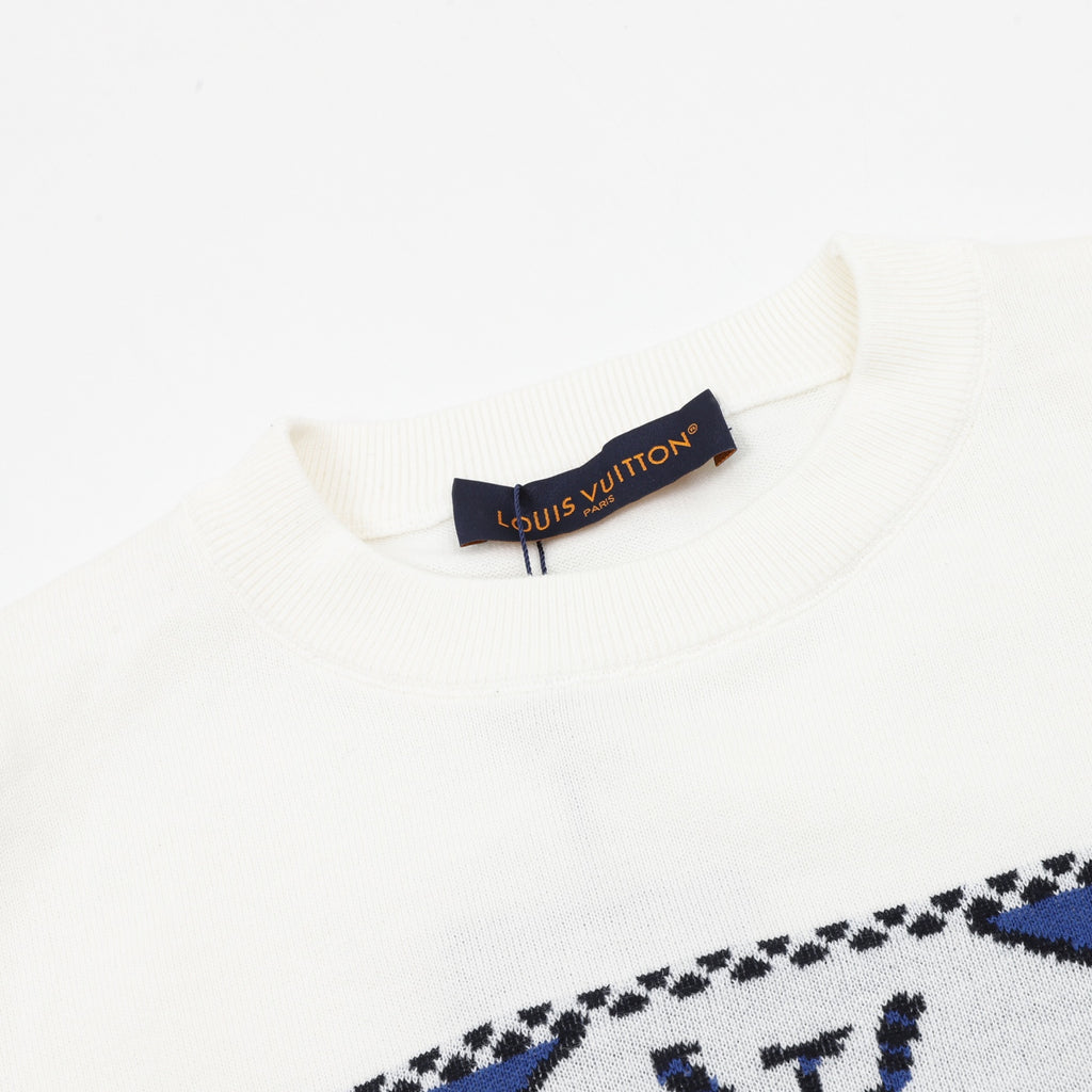 Louis Vuitton Fair Isle LV Knit Short-Sleeve T-Shirt in White