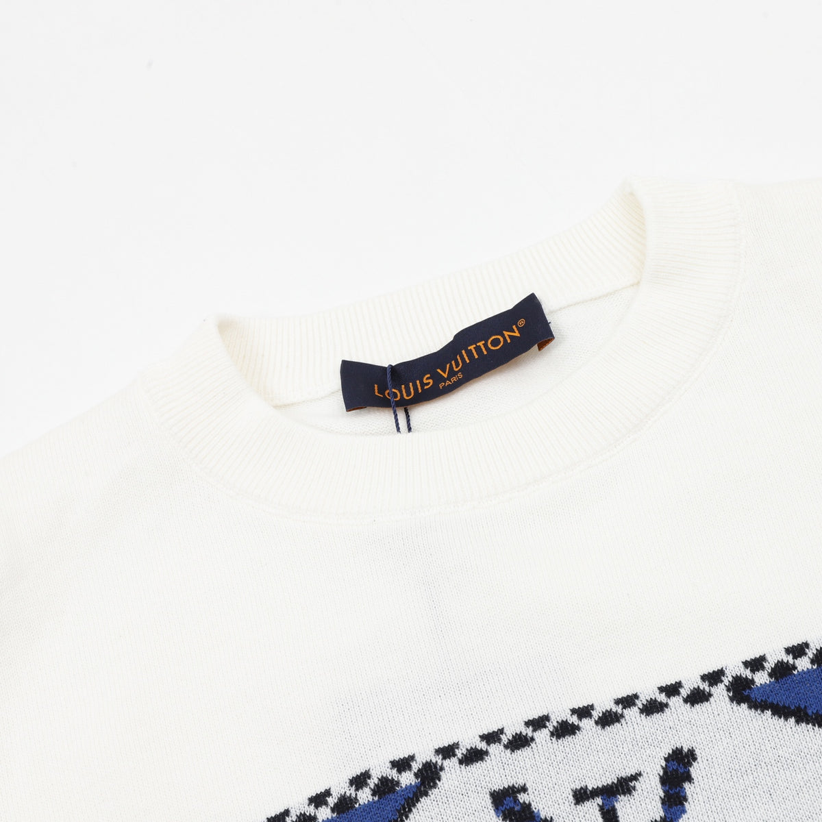 Louis Vuitton Fair Isle Knit Short-Sleeve Top in White