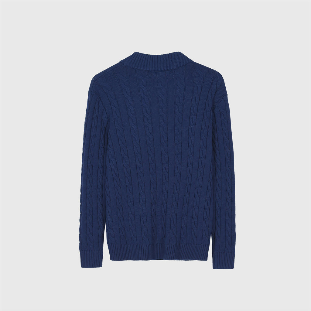 Polo Ralph Lauren Women's & Men's Royal Blue Cable-Knit Half-Zip Sweater