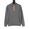 Burberry Check Plaid Zip-Up Wool Knit Sweater
