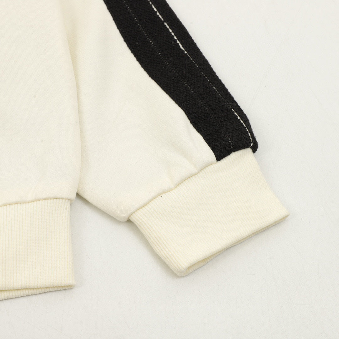 Loewe Anagram Logo Embroidered Contrast Sleeve Zip-Up Hoodie