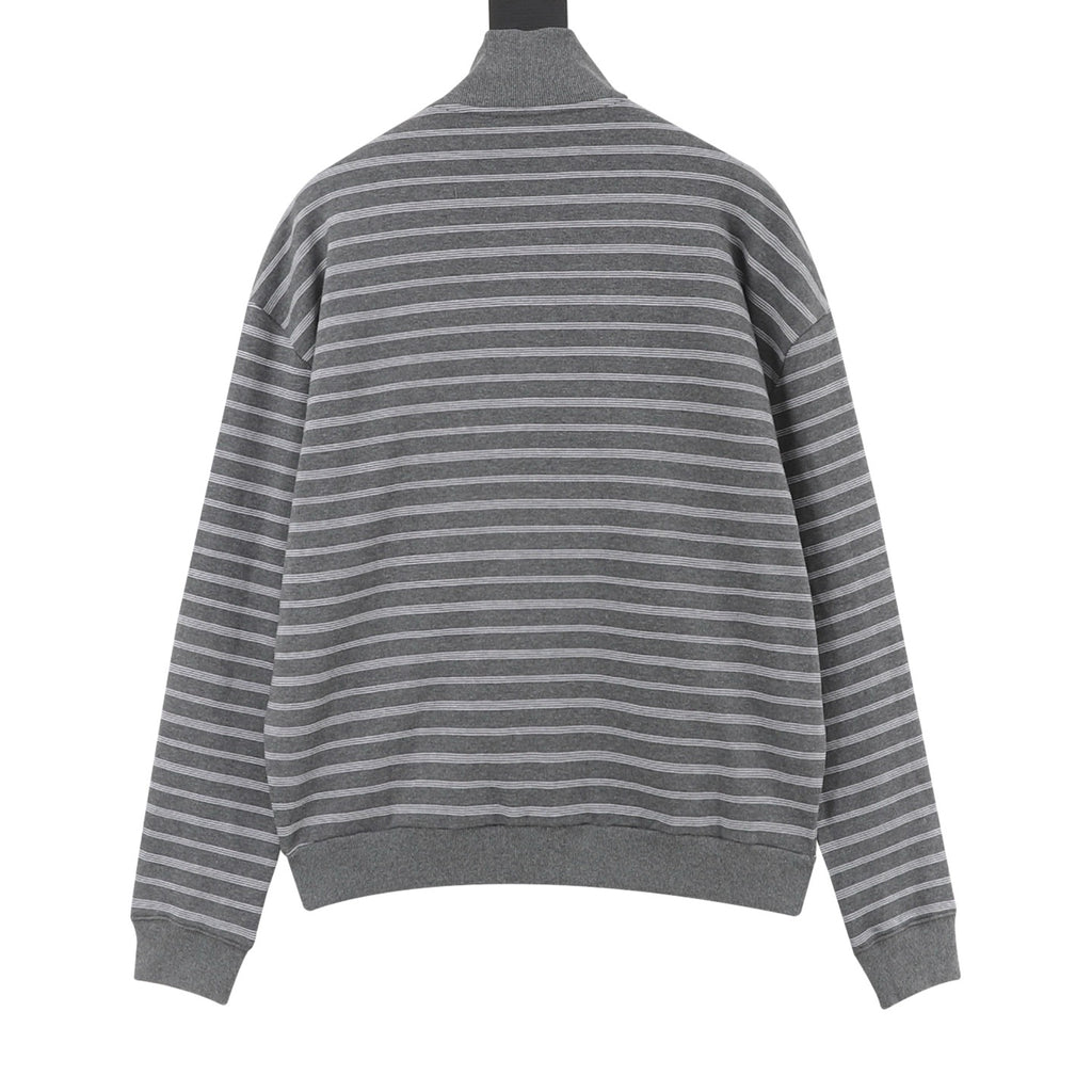 Miu Miu Women's Men's Grey Striped Stand-Collar Zip-Up Jacket