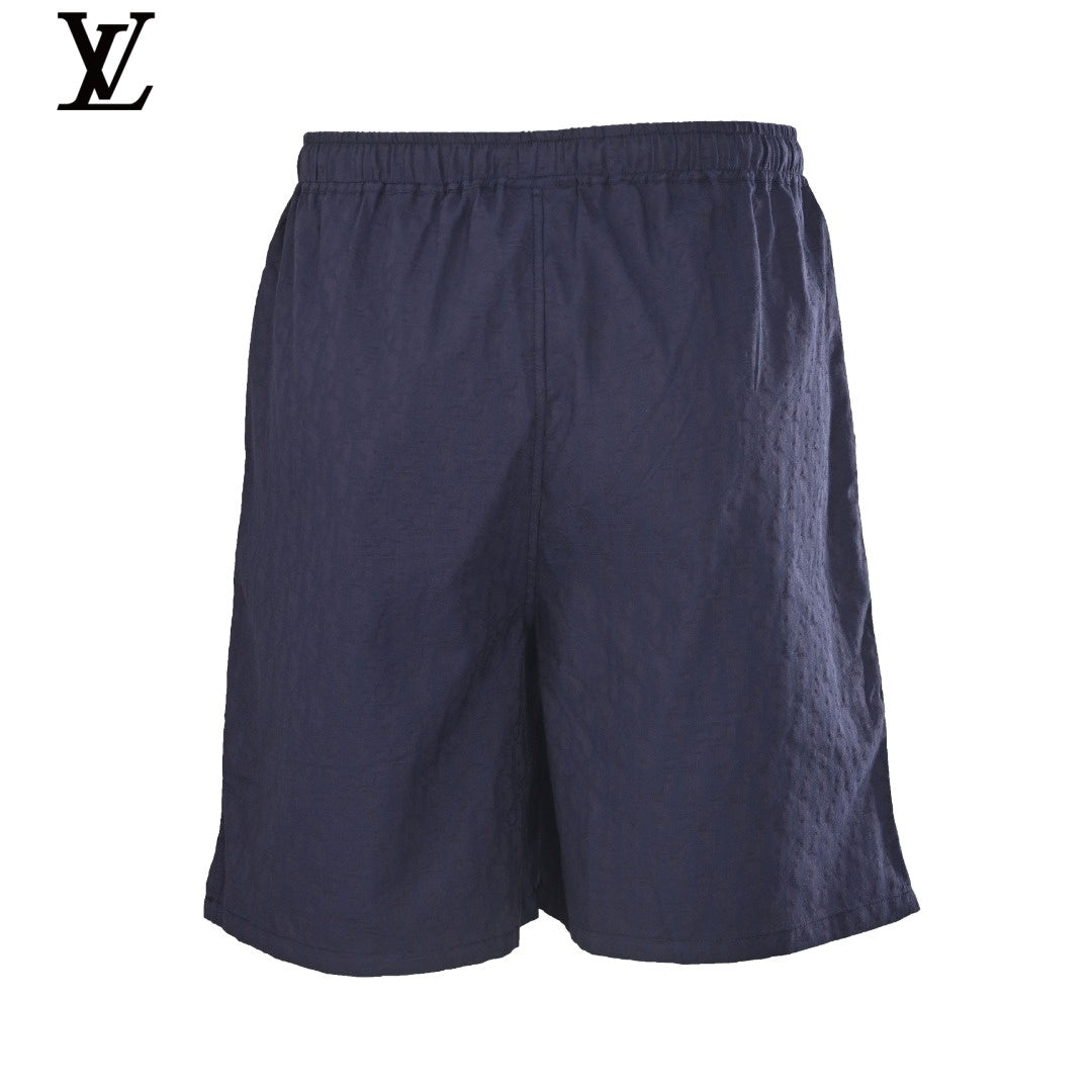 Louis Vuitton Navy Crinkled Drawstring Shorts