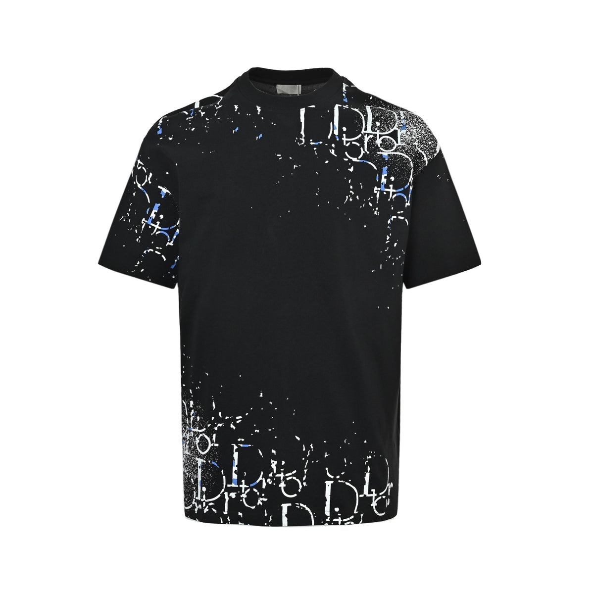 Dior Men's Black Splatter Oblique Logo Print T-Shirt