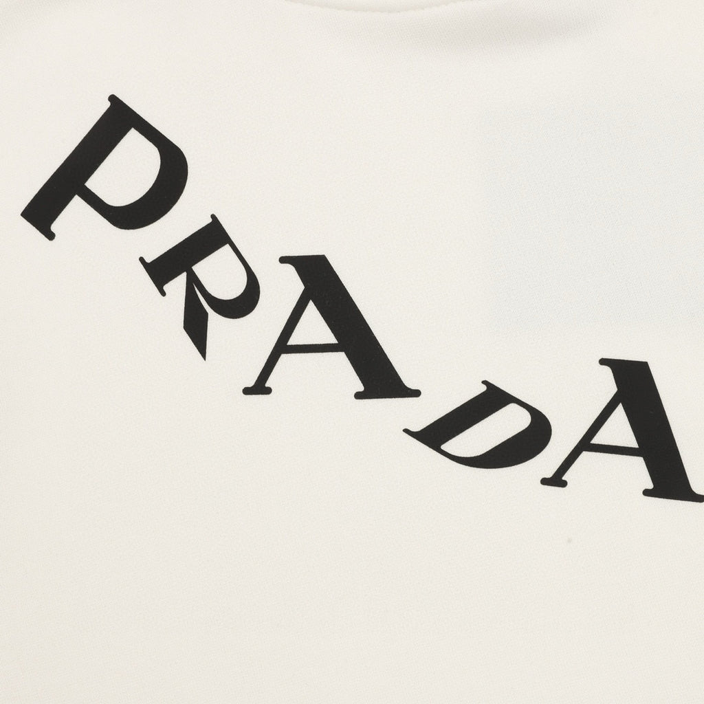 Prada Diagonal Oversized Logo Print Oversized Pullover Hoodie