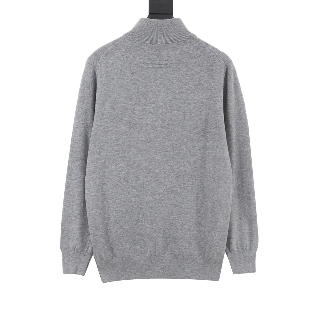 Zegna Women's Men's Light Grey Half-Zip Cashmere Sweater