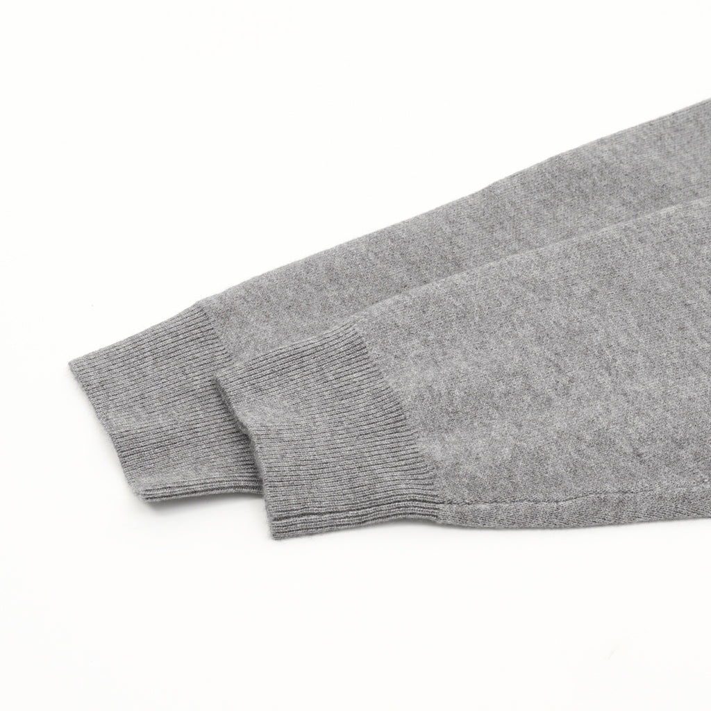 Miu Miu Small Logo Half-Zip Stand Collar Knit Sweater | Light Grey Relaxed Luxury Knitwear