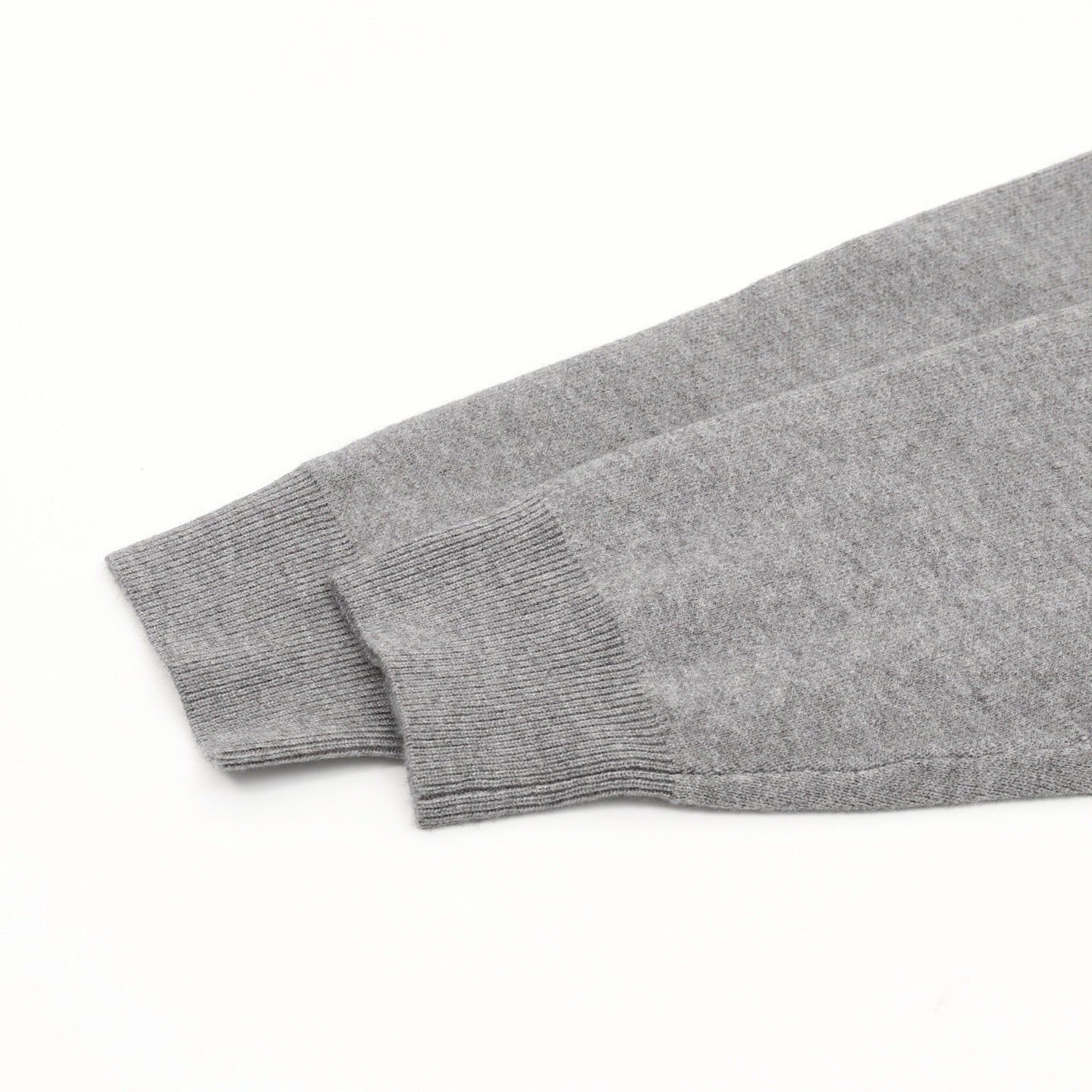 Miu Miu Small Logo Half-Zip Stand Collar Knit Sweater | Light Grey Relaxed Luxury Knitwear