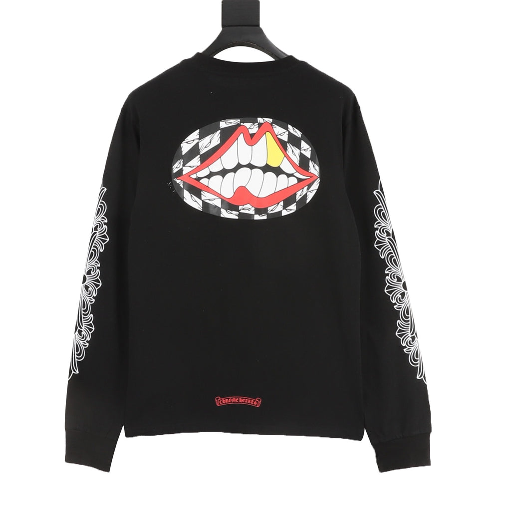 Chrome Hearts Floral Vine Sleeve Long-Sleeve Tee — Black, Red Banner Logo