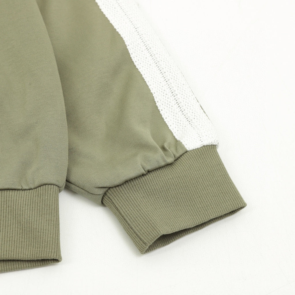 Loewe Anagram Logo Embroidered Contrast Sleeve Zip-Up Hoodie — Olive
